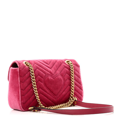 Gucci Velvet Matelasse Small GG Marmont Shoulder Bag Light Raspberry Rose 3 of 10