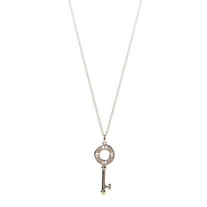 Tiffany 18K Yellow Gold Diamond Atlas Pierced Key Pendant Necklace 1 of 7