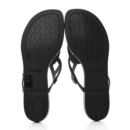 Hermes Rubber Womens Egerie Sandals 36 Black 5 of 9