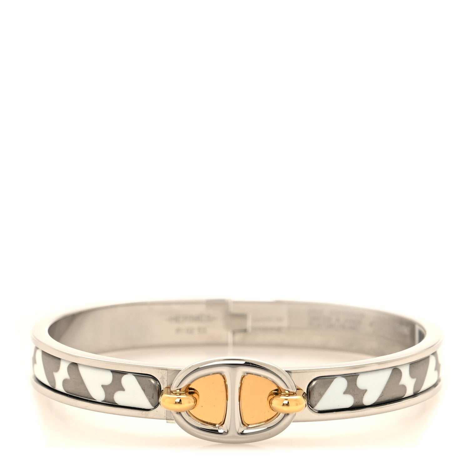 Hermes Enamel Mini Cartes A Jouer Clic Chaine D'Ancre Bracelet GM Platine White 1 of 4