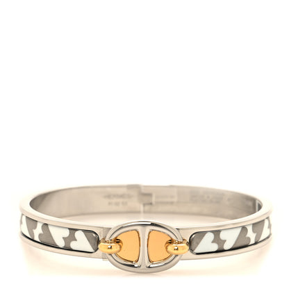 Hermes Enamel Mini Cartes A Jouer Clic Chaine D'Ancre Bracelet GM Platine White 1 of 4
