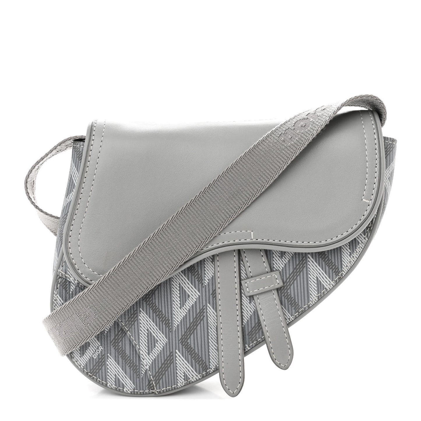 CHRISTIAN DIOR Coated Canvas CD Diamond Mens Mini Saddle Bag Grey