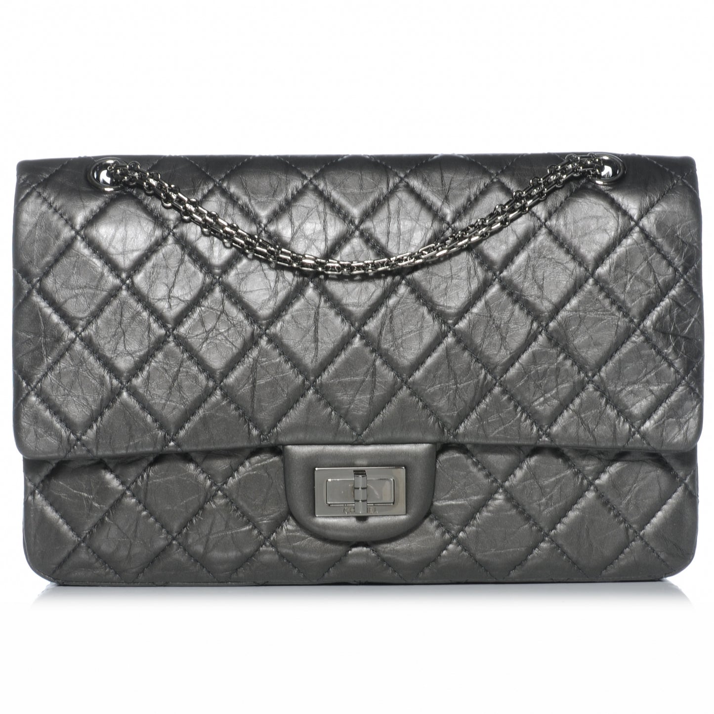 Aged Calfskin 2.55 Reissue 227 Flap Metallic Black