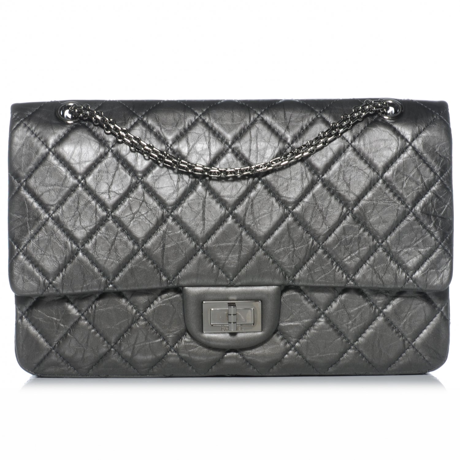 Chanel Aged Calfskin 2.55 Reissue 227 Flap Metallic Black 1 of 8