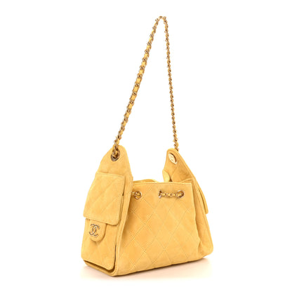 Chanel Suede Quilted Mini Chanel 25 Handbag Yellow 2 of 9