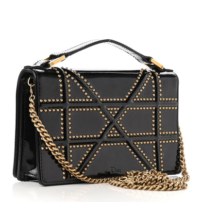Christian Dior Patent Studded Diorama Flap Bag Black 3 of 8