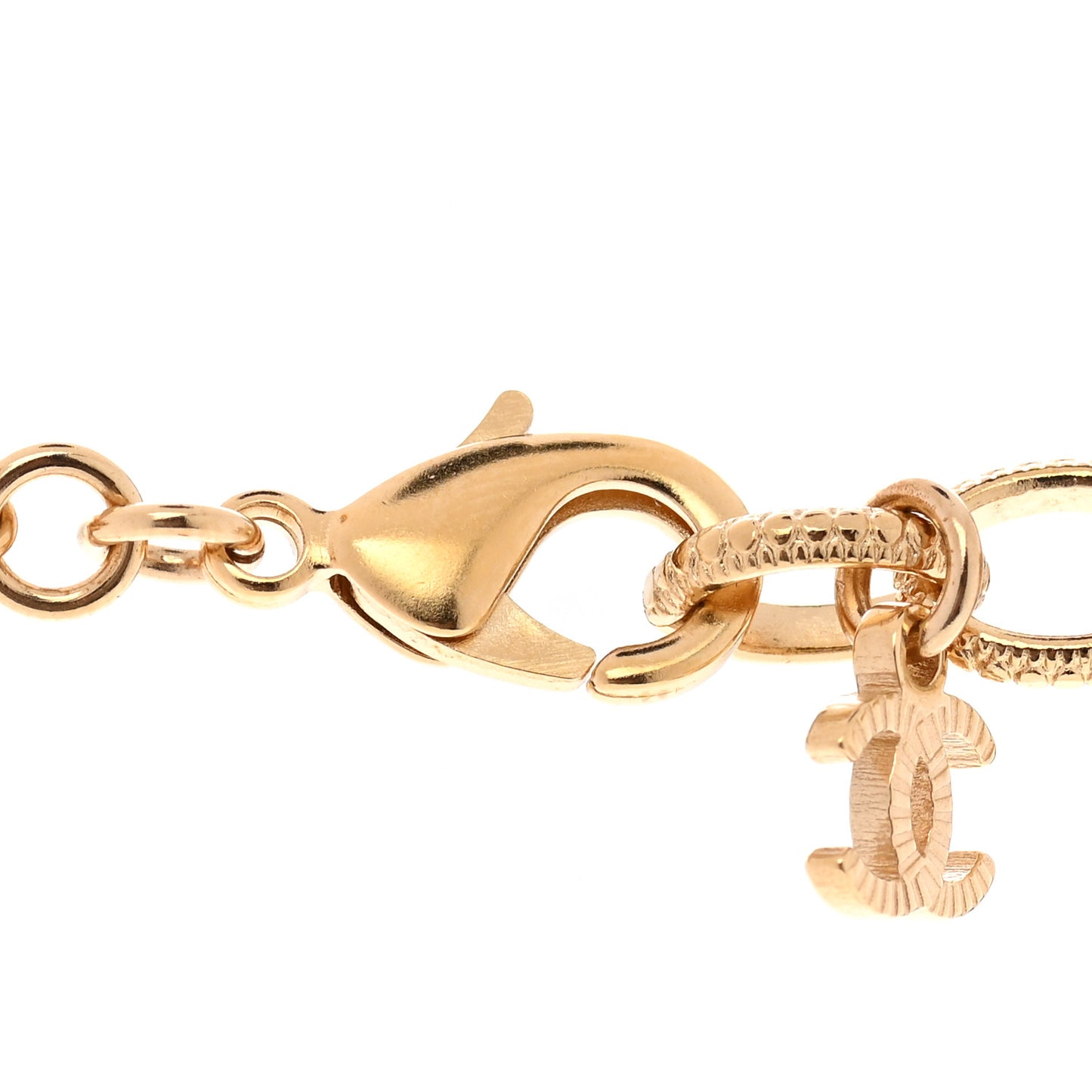 Pearl Crystal CC Necklace Light Gold