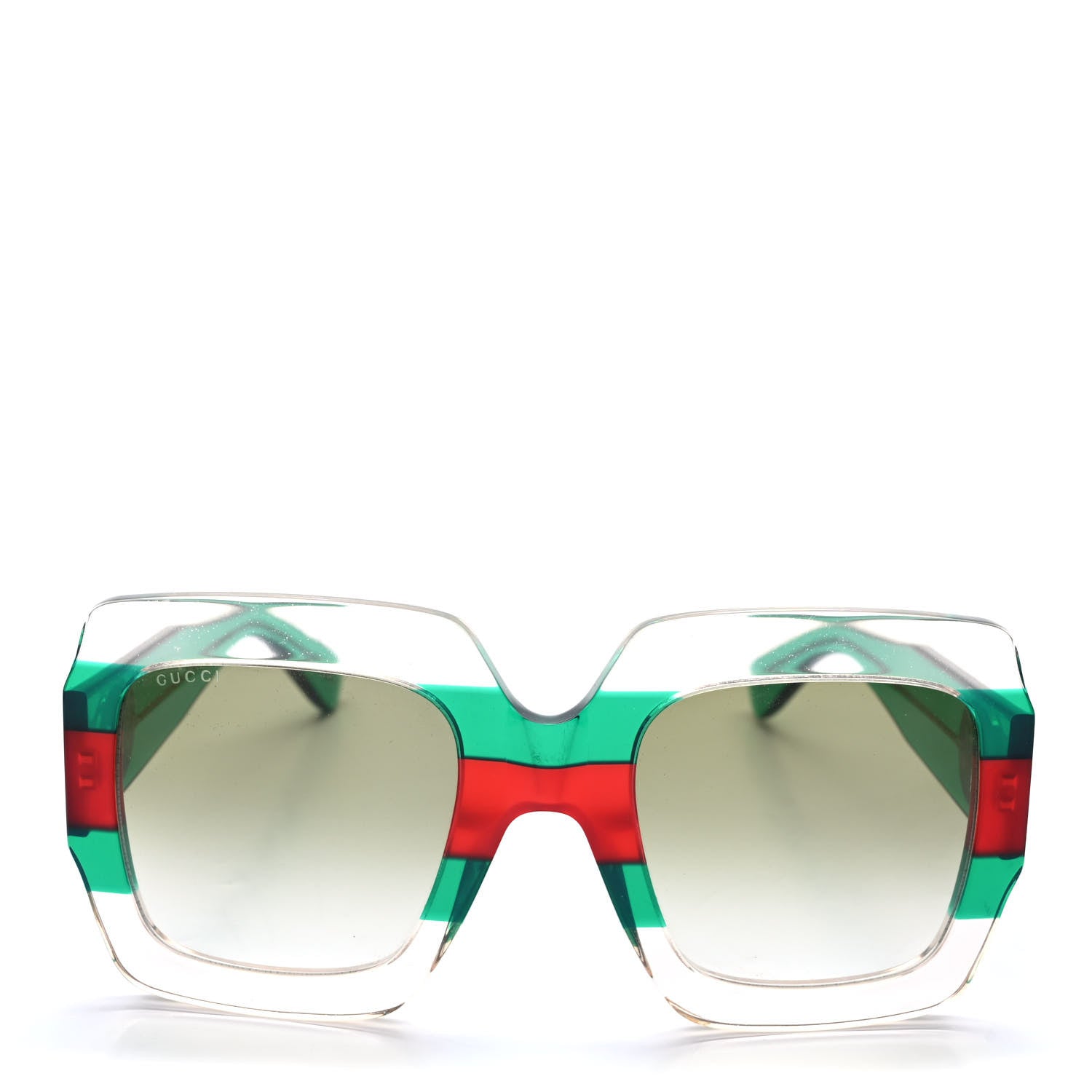 Gucci Square Web Frame GG0178S Sunglasses Green Red 2 of 8