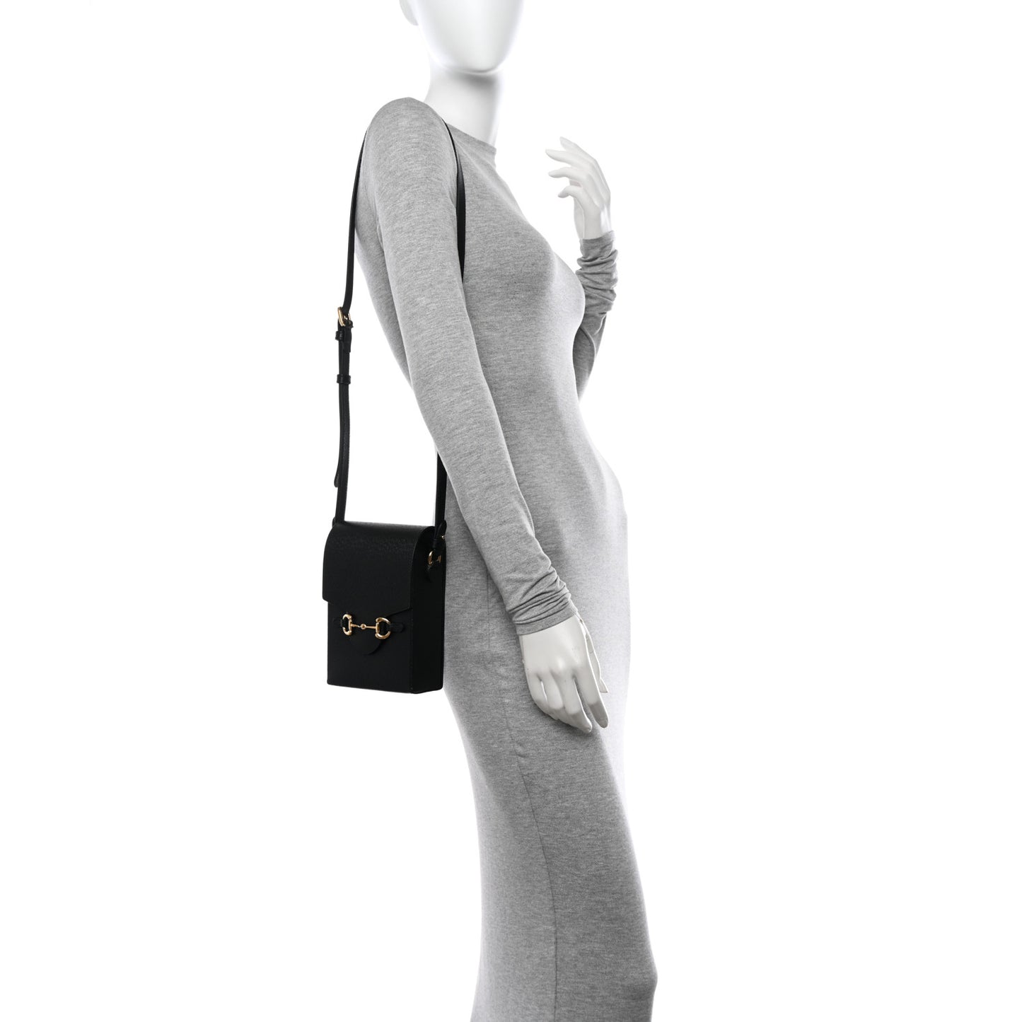 Dollar Calfskin Vertical Horsebit 1955 Crossbody Bag Black