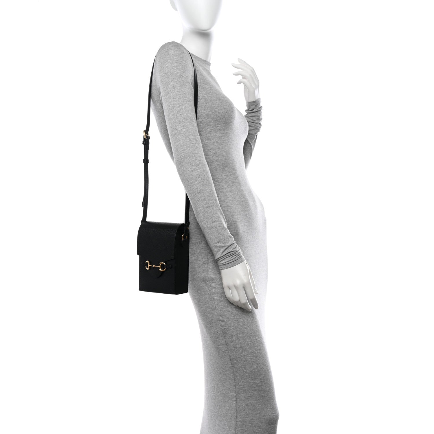 Gucci Dollar Calfskin Vertical Horsebit 1955 Crossbody Bag Black 2 of 12
