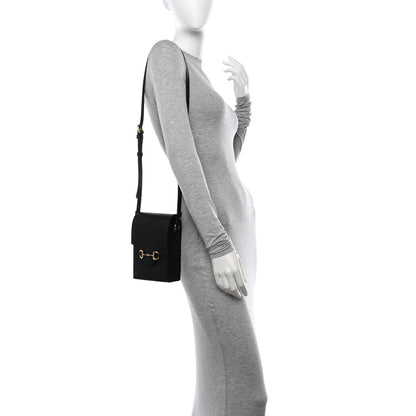 Gucci Dollar Calfskin Vertical Horsebit 1955 Crossbody Bag Black 2 of 12