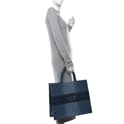 Christian Dior Oblique Denim Large Book Tote Blue 2 of 10