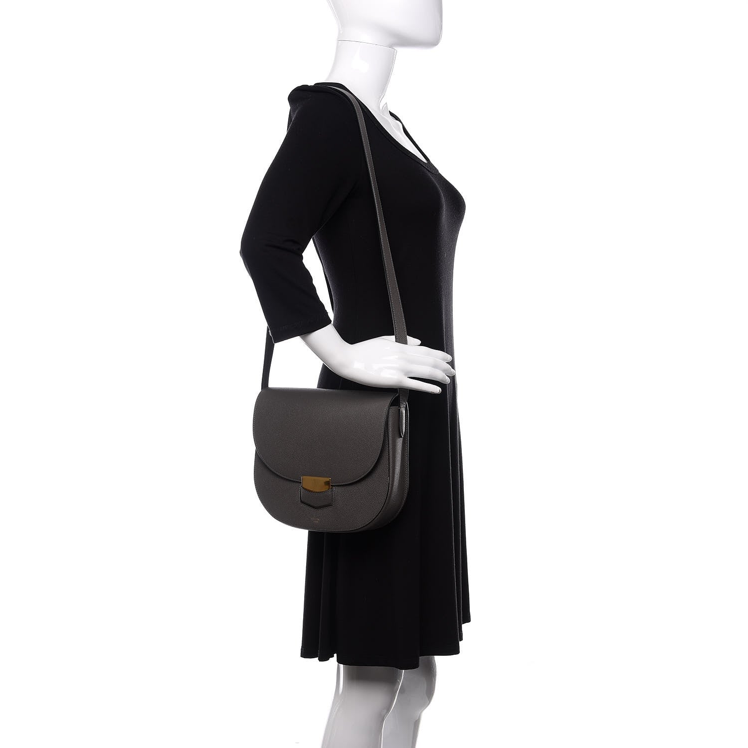 Celine Grained Calfskin Medium Trotteur Grey 2 of 11