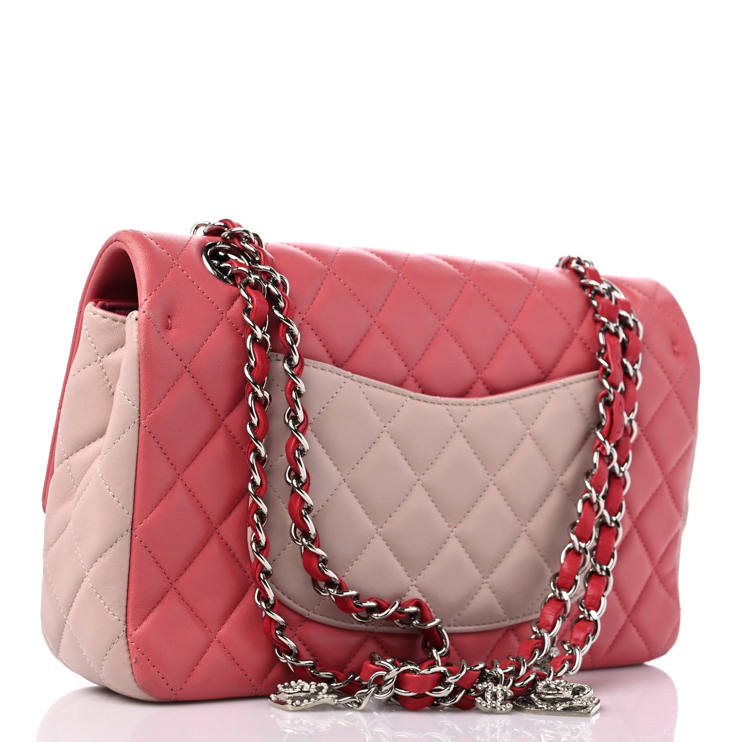 Chanel Lambskin Quilted Tri-Color Medium Valentine Charms Single Flap Pink 3 of 14