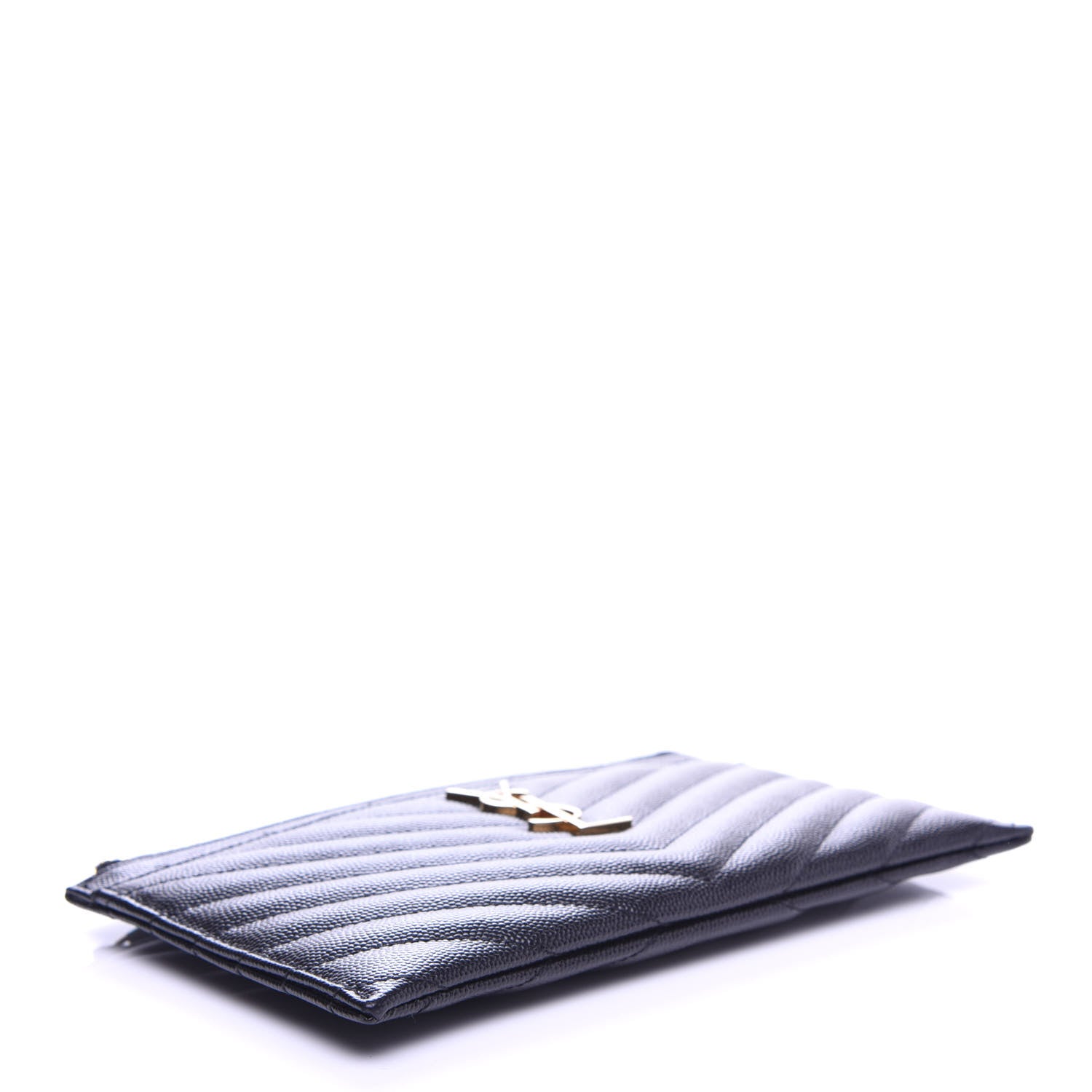 Saint Laurent Grain De Poudre Chevron Monogram Bill Pouch Black 4 of 8