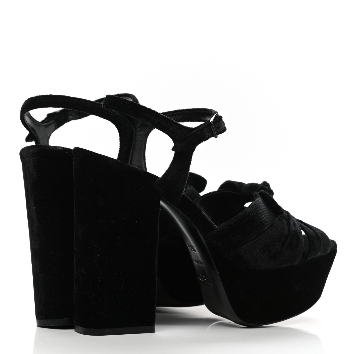 Saint Laurent Crushed Velvet Farrah Platform Sandals 36.5 Black 4 of 9
