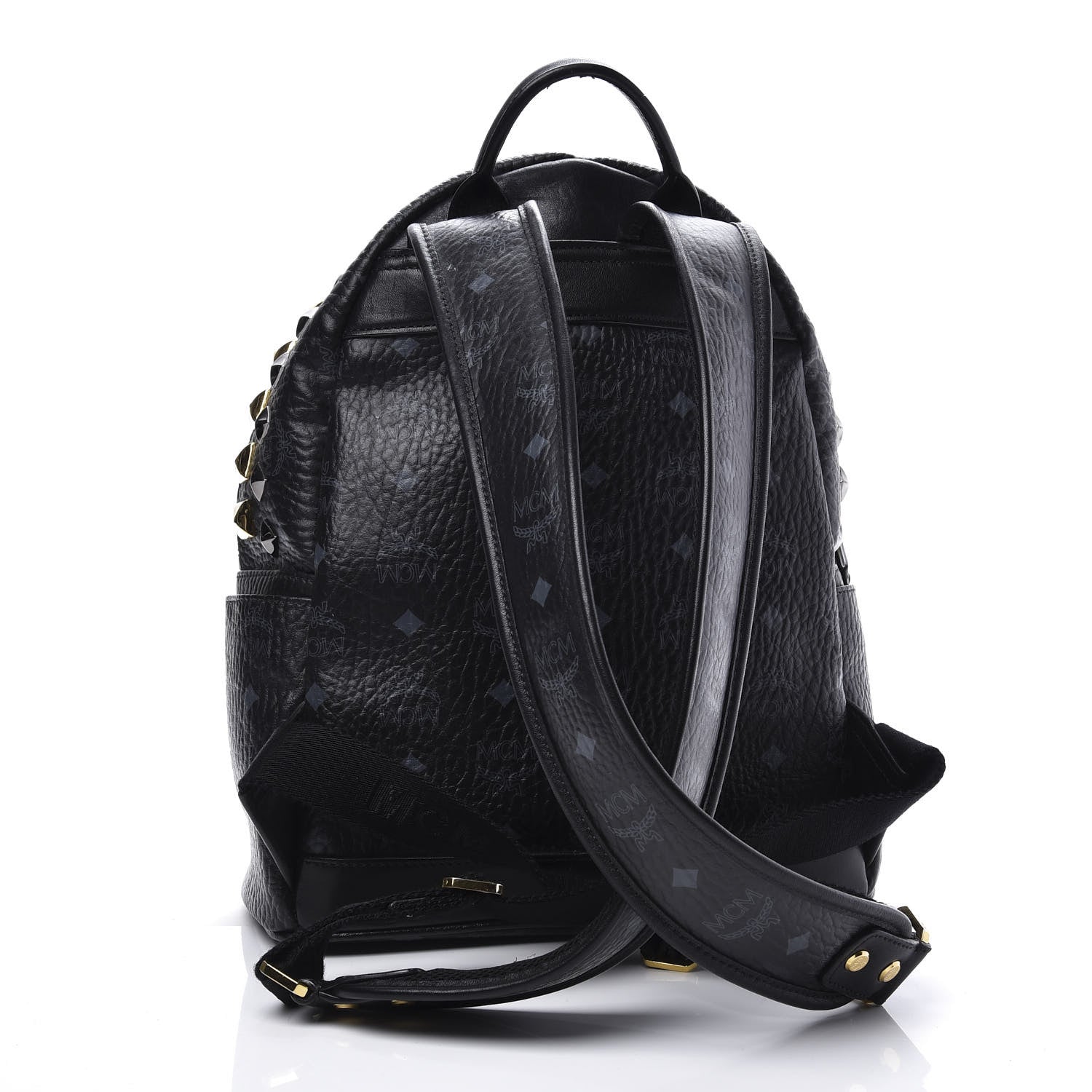 MCM Visetos Studded Small Stark Brock Backpack Black 2 of 8