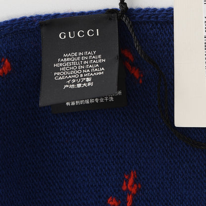 Gucci Wool Tricot GG Hamlet Scarf Navy Red 4 of 5