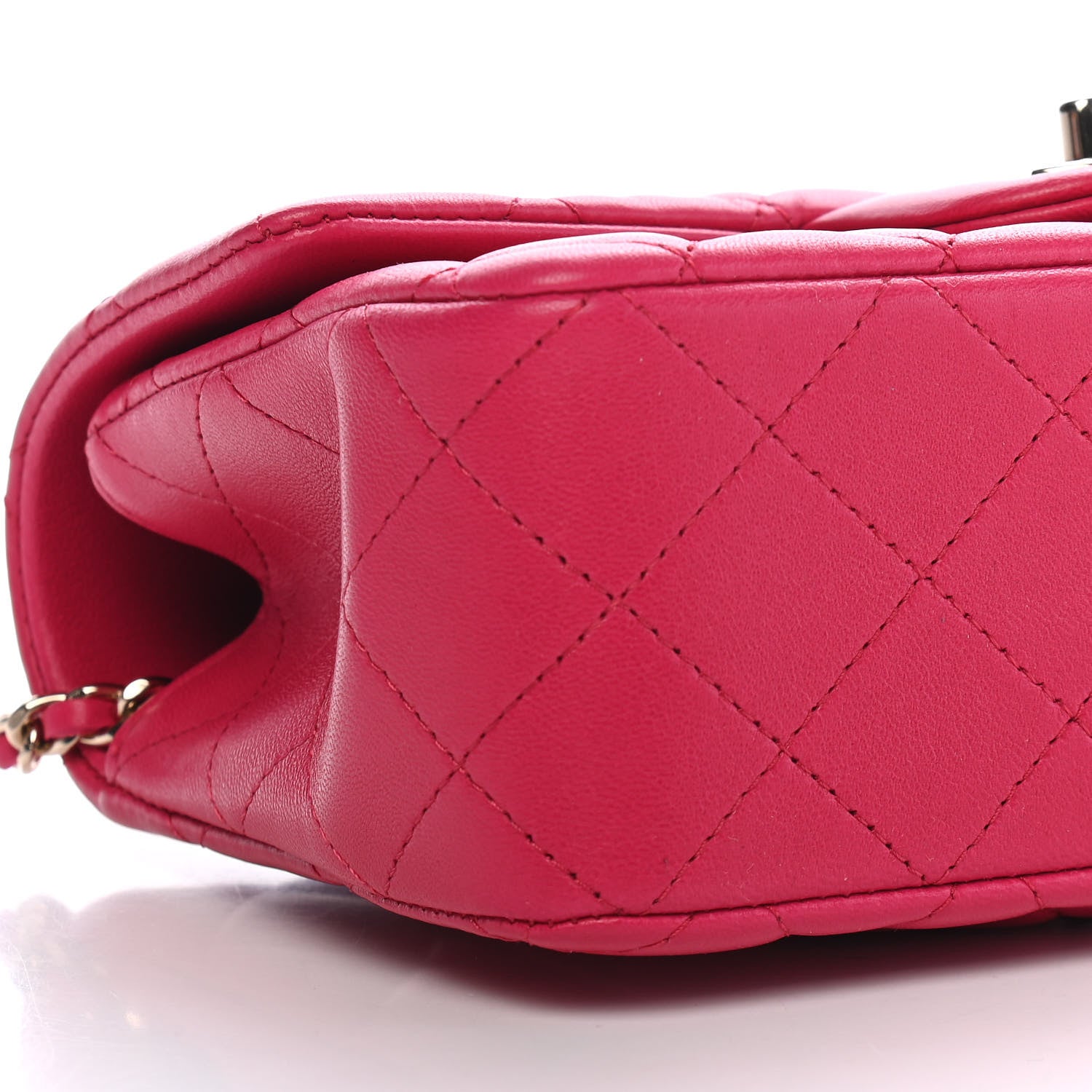 Chanel Lambskin Quilted Mini Top Handle Rectangular Flap Dark Pink 8 of 9