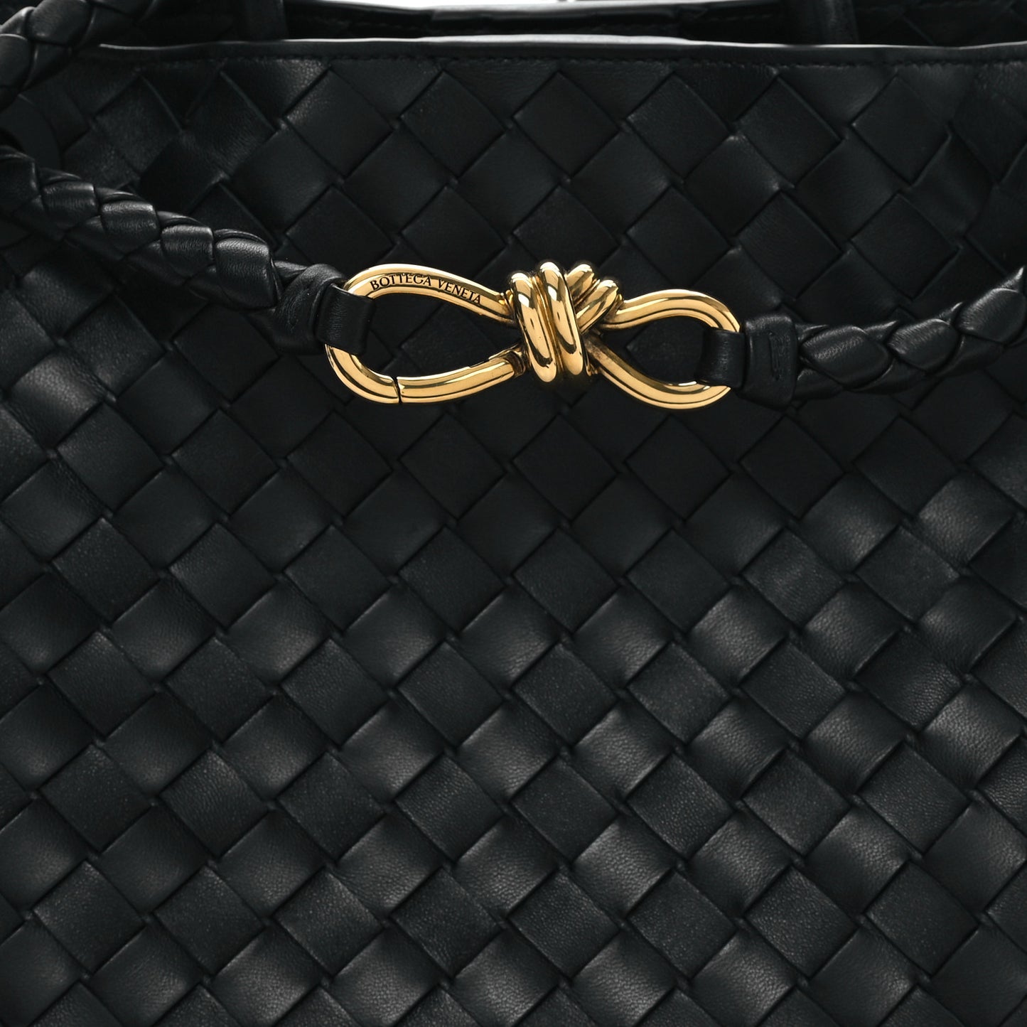 Nappa Intrecciato Medium Andiamo Shoulder Bag Black