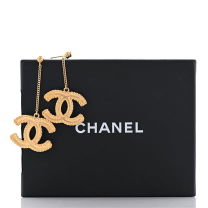 Chanel CC Drop Earrings Matte Gold 5 of 5