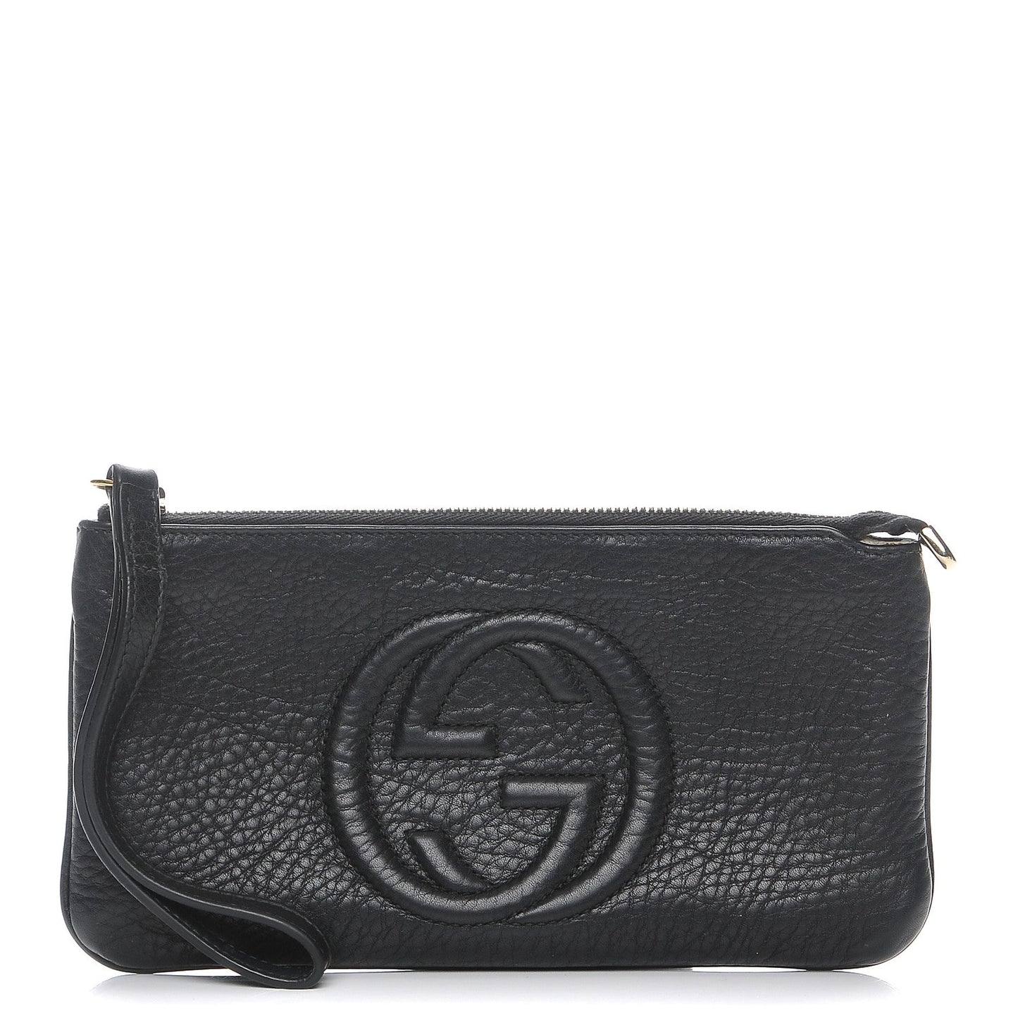 Pebbled Calfskin Soho Wristlet Black