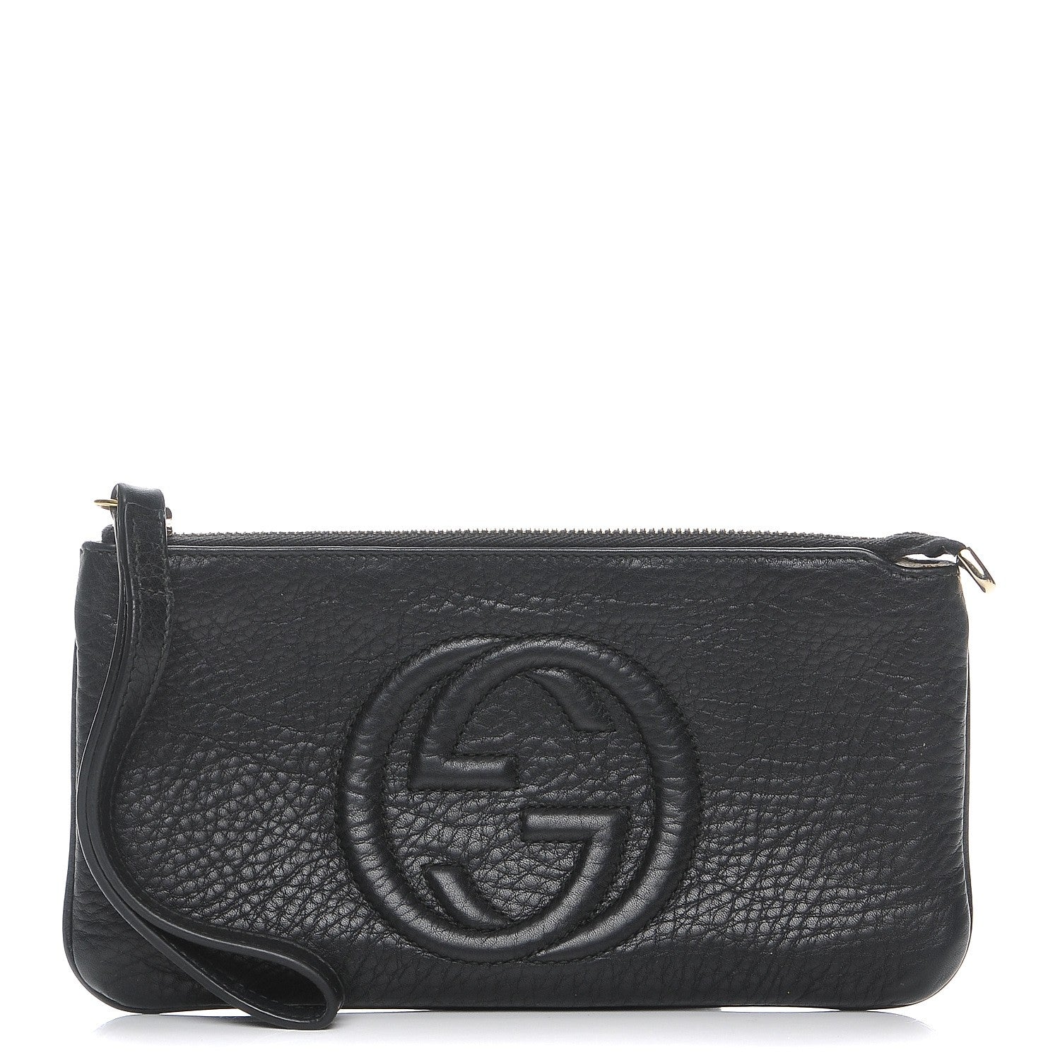 Gucci Pebbled Calfskin Soho Wristlet Black 1 of 9
