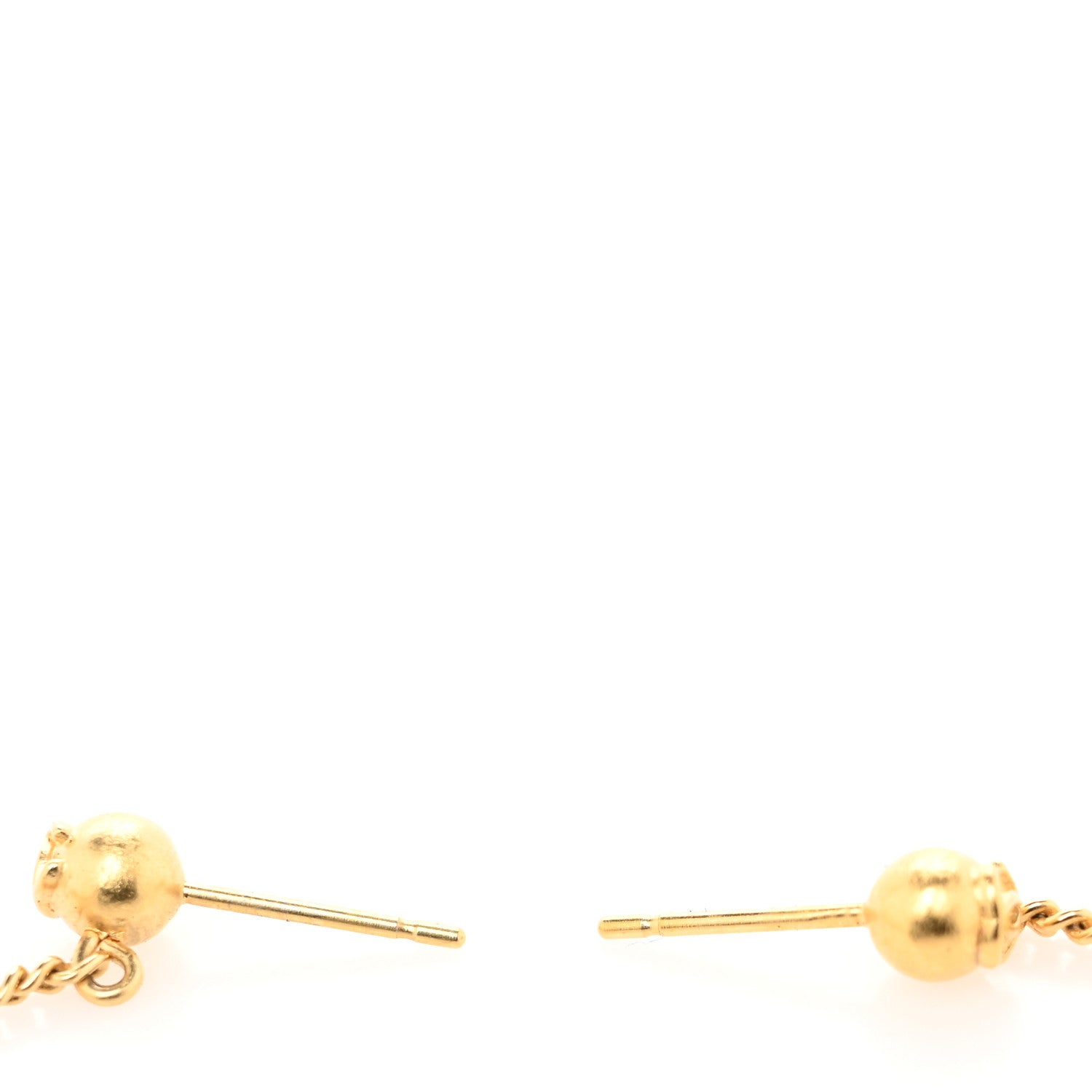 Chanel CC Drop Earrings Matte Gold 3 of 4