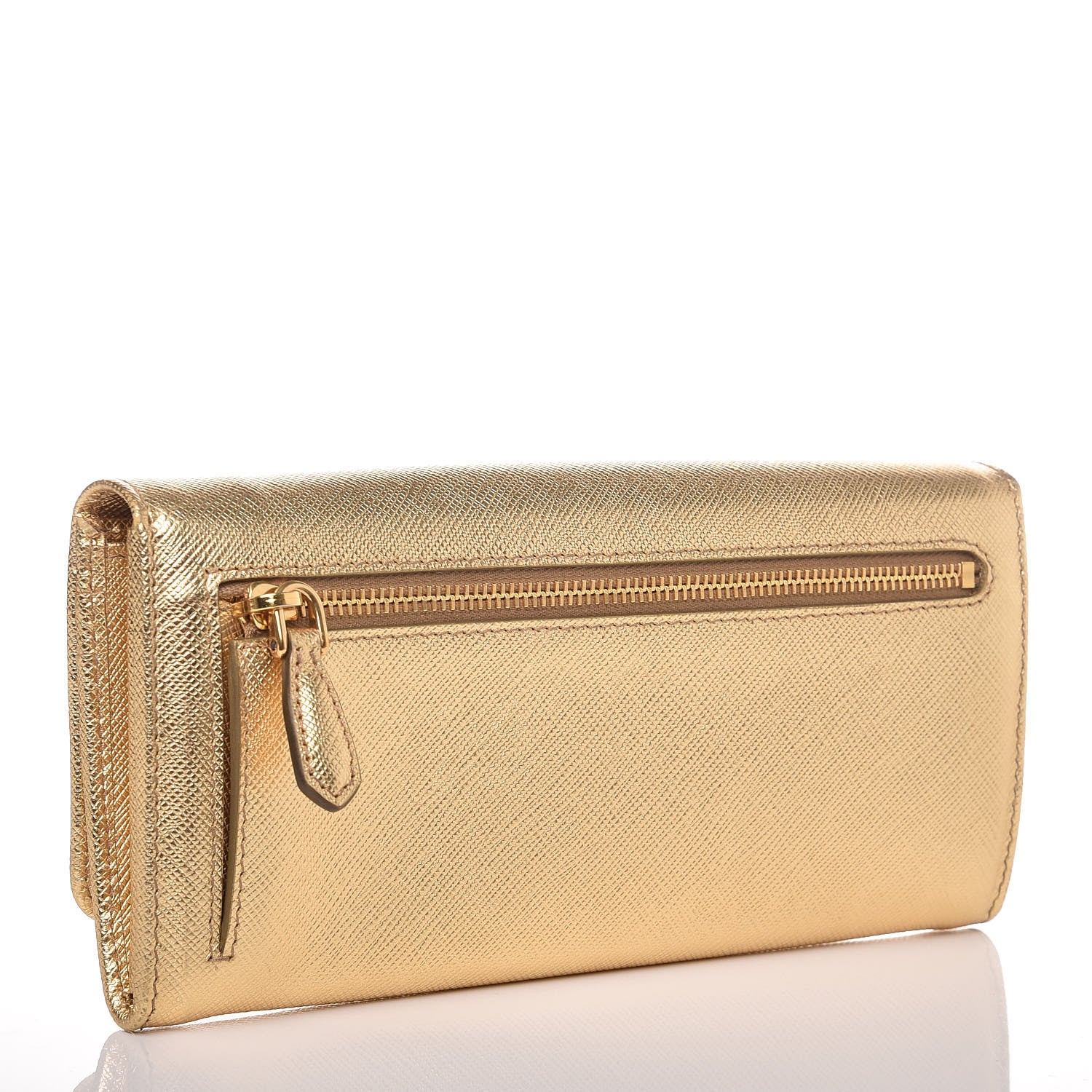 Prada Saffiano Metal Continental Flap Wallet Platino 4 of 12