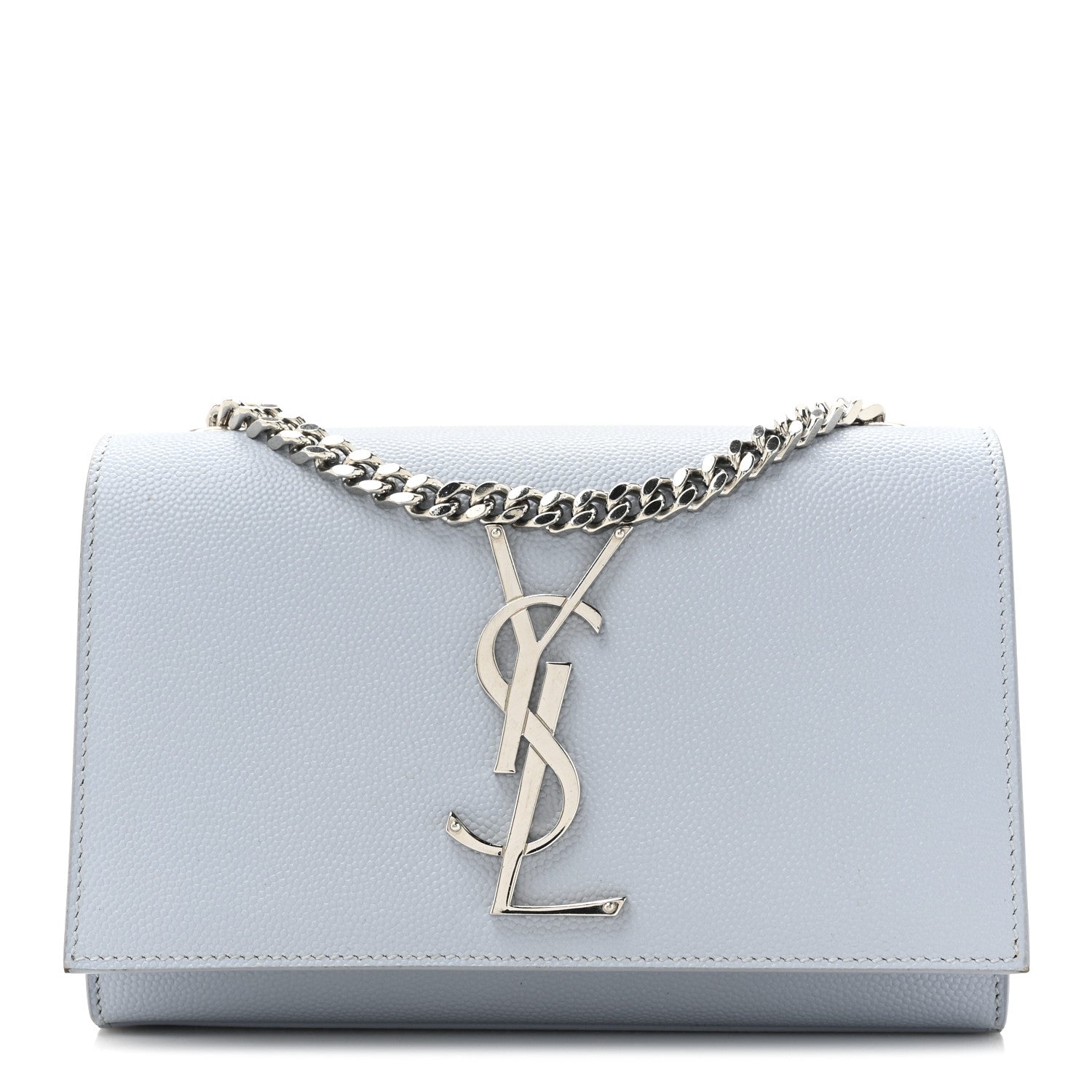 Saint Laurent Grain De Poudre Small Monogram Kate Satchel Sky Blue 1 of 19