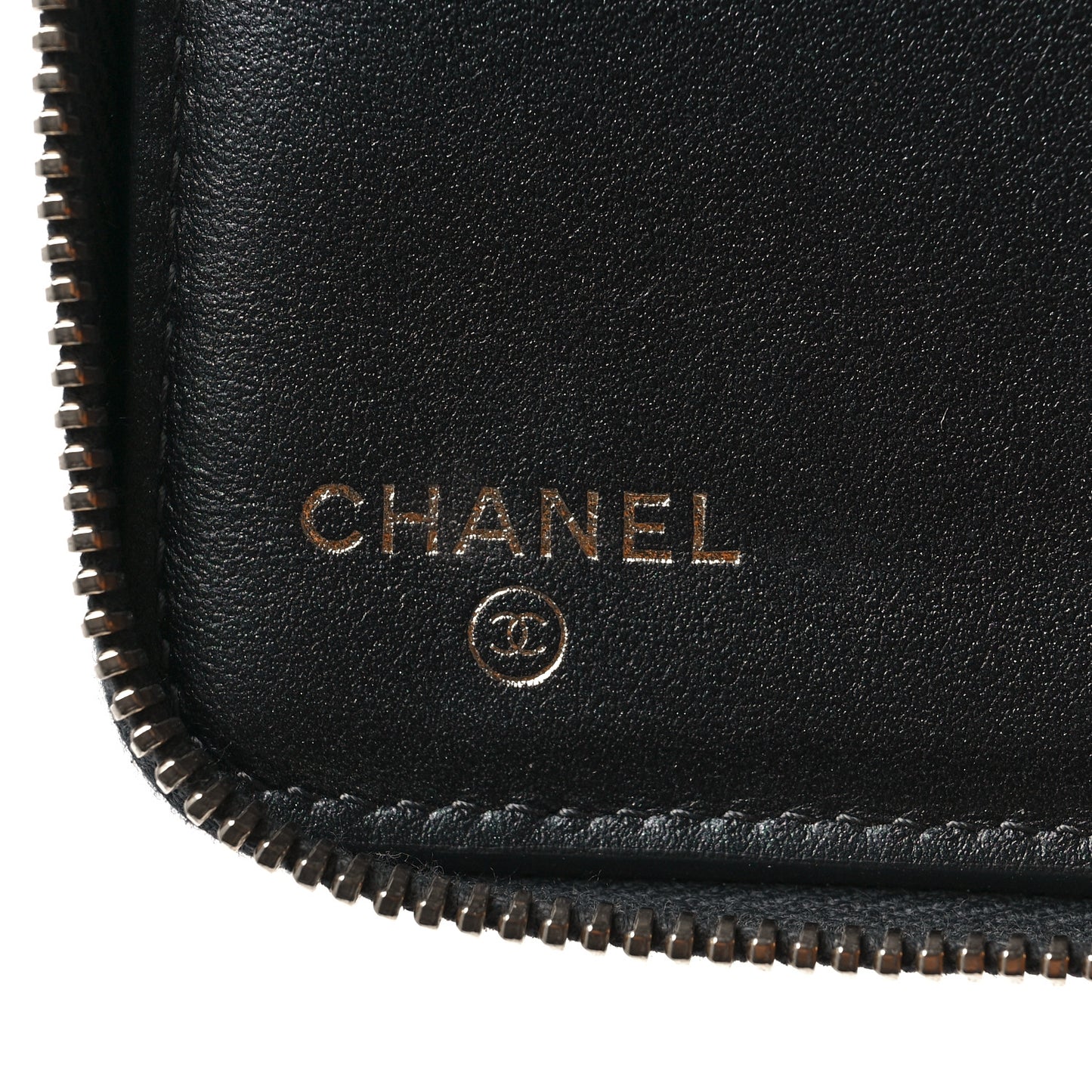 Iridescent Caviar Quilted Large Zip Around Organizer Wallet Black