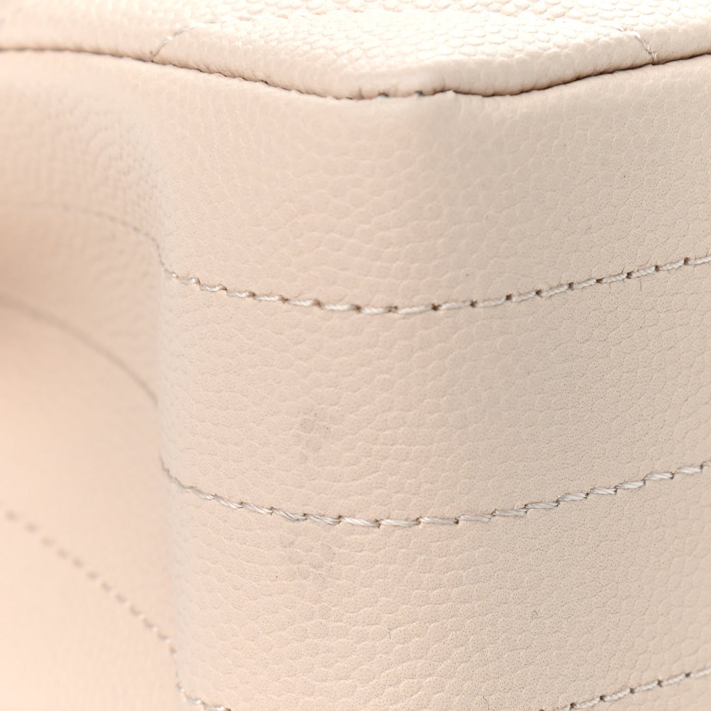 Caviar Chevron Quilted Small Double Flap Beige