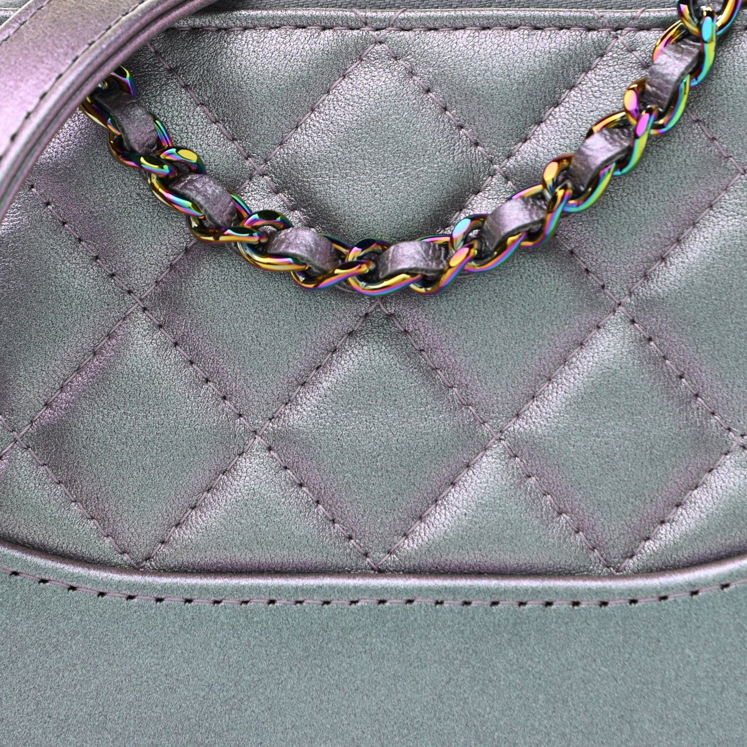 Chanel Iridescent Lambskin Calfskin Quilted Small Gabrielle Clutch With Chain Light Purple 9 of 12