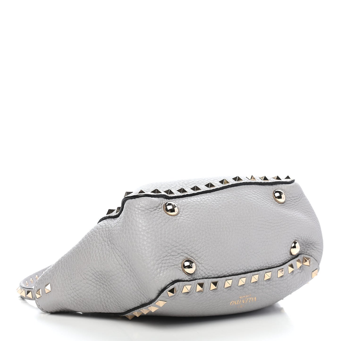 Grained Calfskin Mini Rockstud Tote Pastel Grey