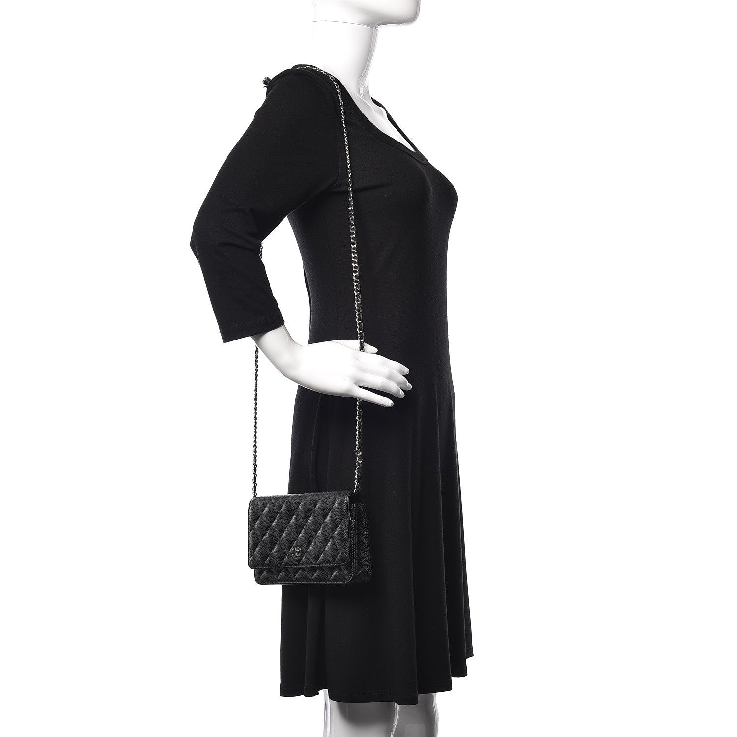 Chanel Caviar Quilted Wallet On Chain WOC Black 2 of 10