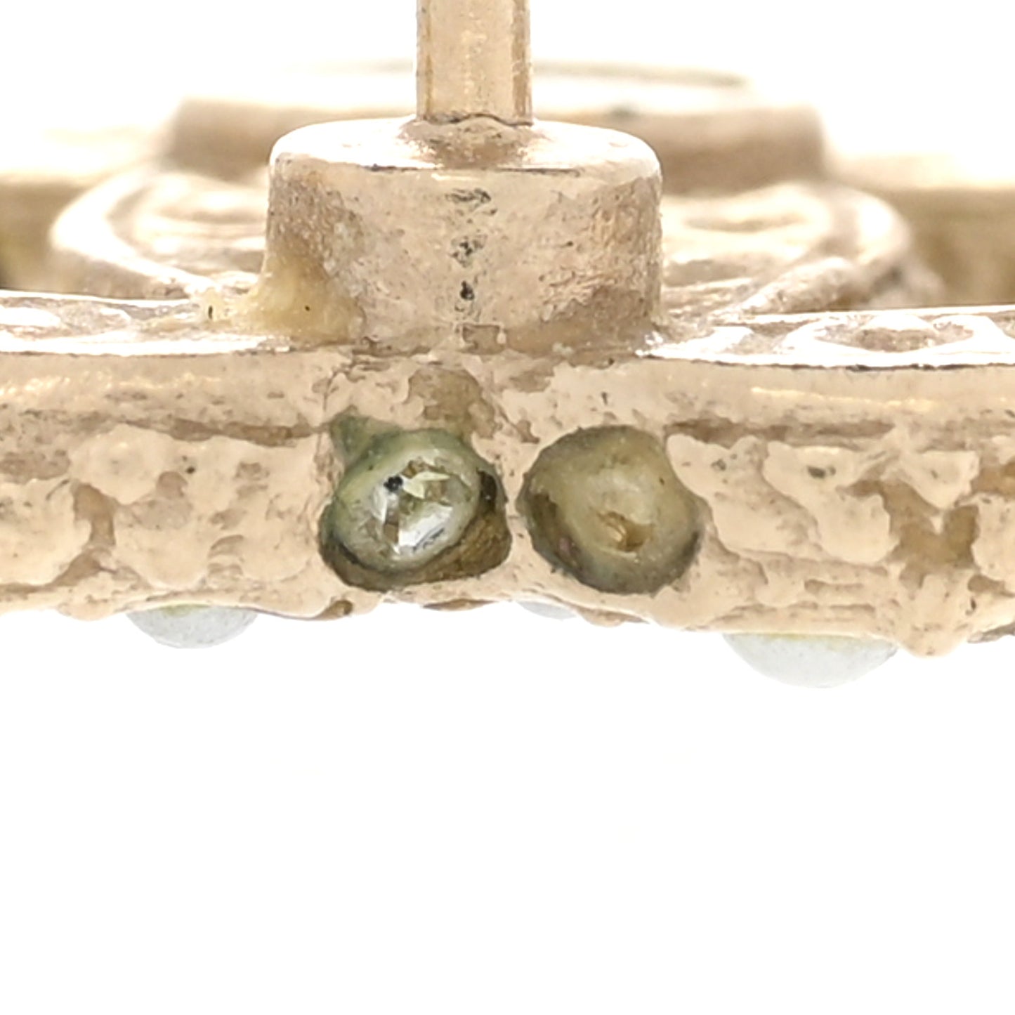 Pearl Crystal CC Earrings Light Gold