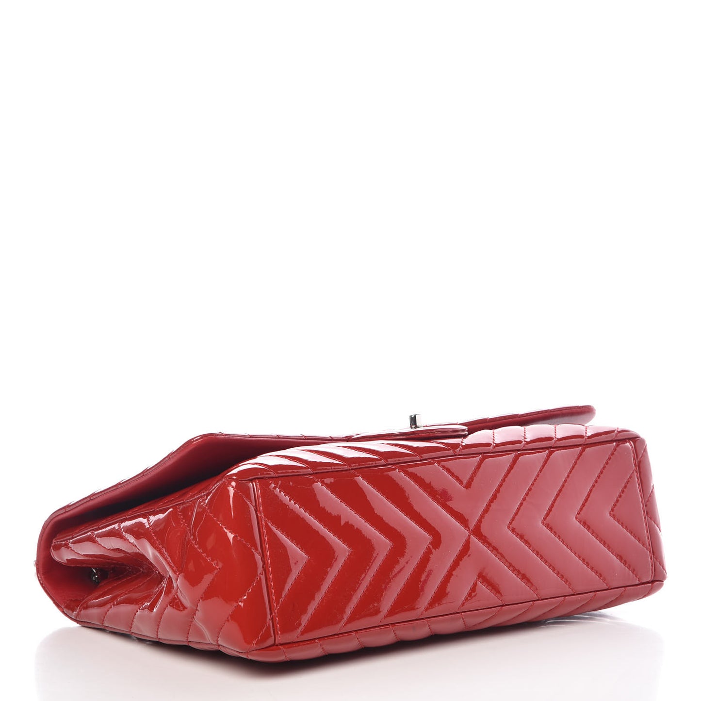 Patent Chevron Quilted Maxi Single Flap Red