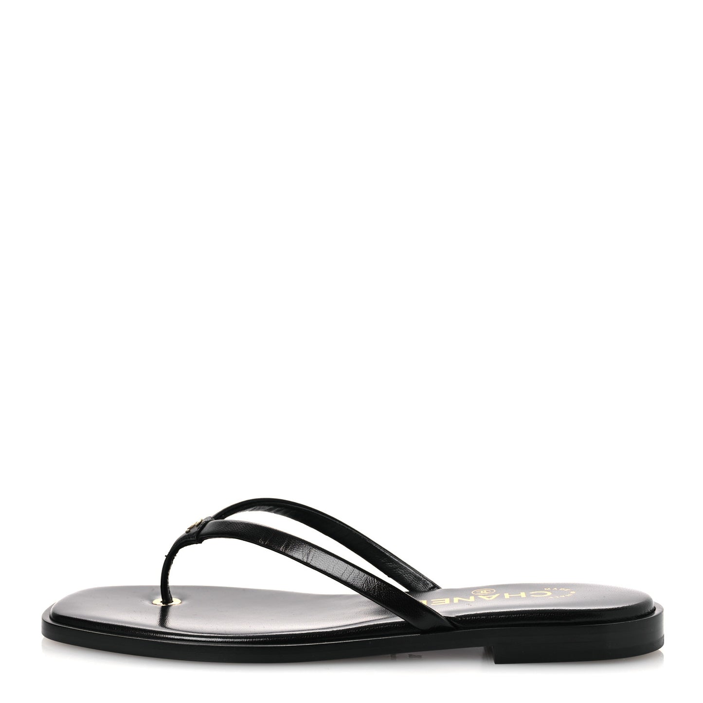 Goatskin CC Times Square Thong Sandals 37 Black