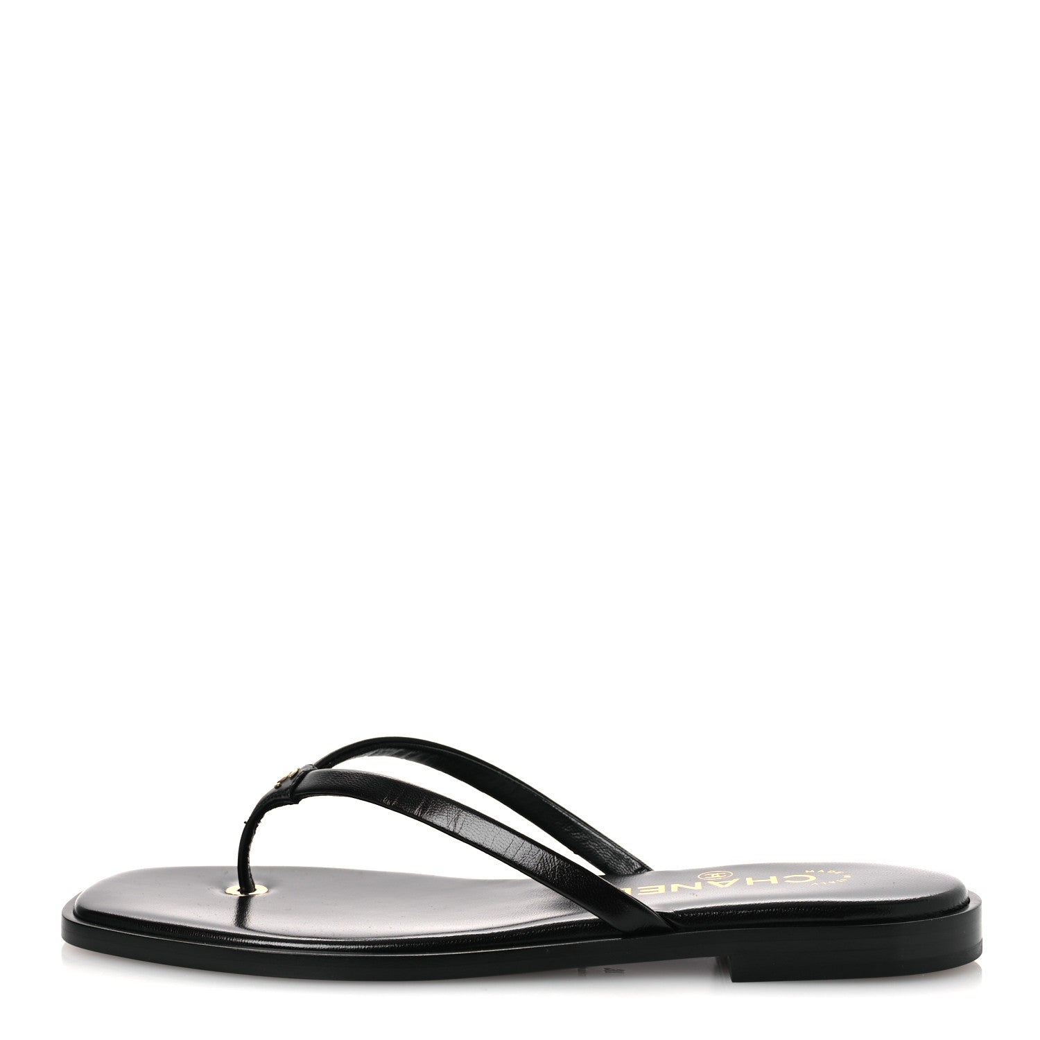 Chanel Goatskin CC Times Square Thong Sandals 37 Black 1 of 12