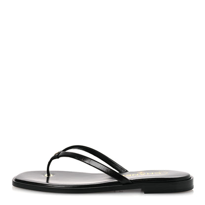 Chanel Goatskin CC Times Square Thong Sandals 37 Black 1 of 12