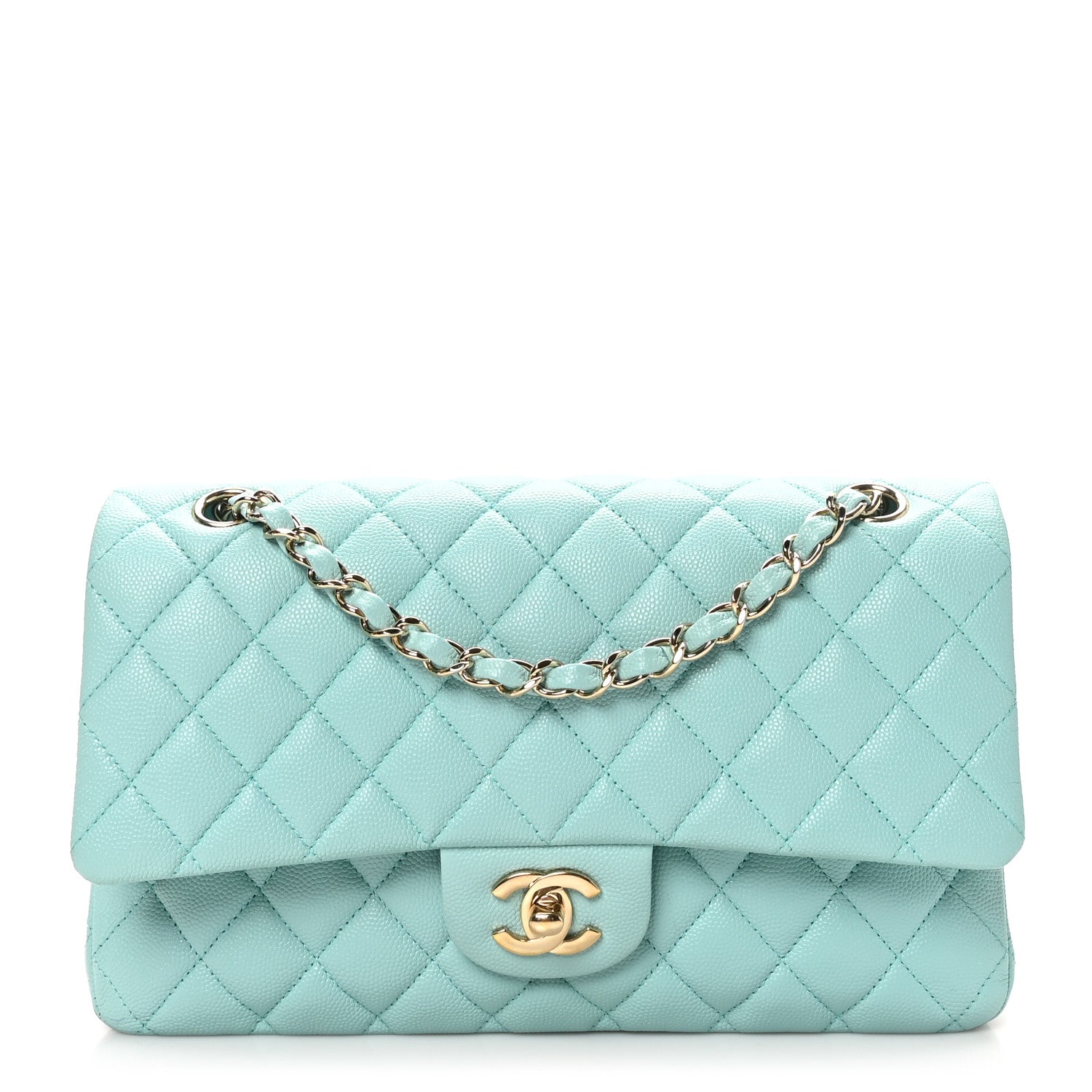 Chanel Caviar Quilted Medium Double Flap Light Blue 1 of 10