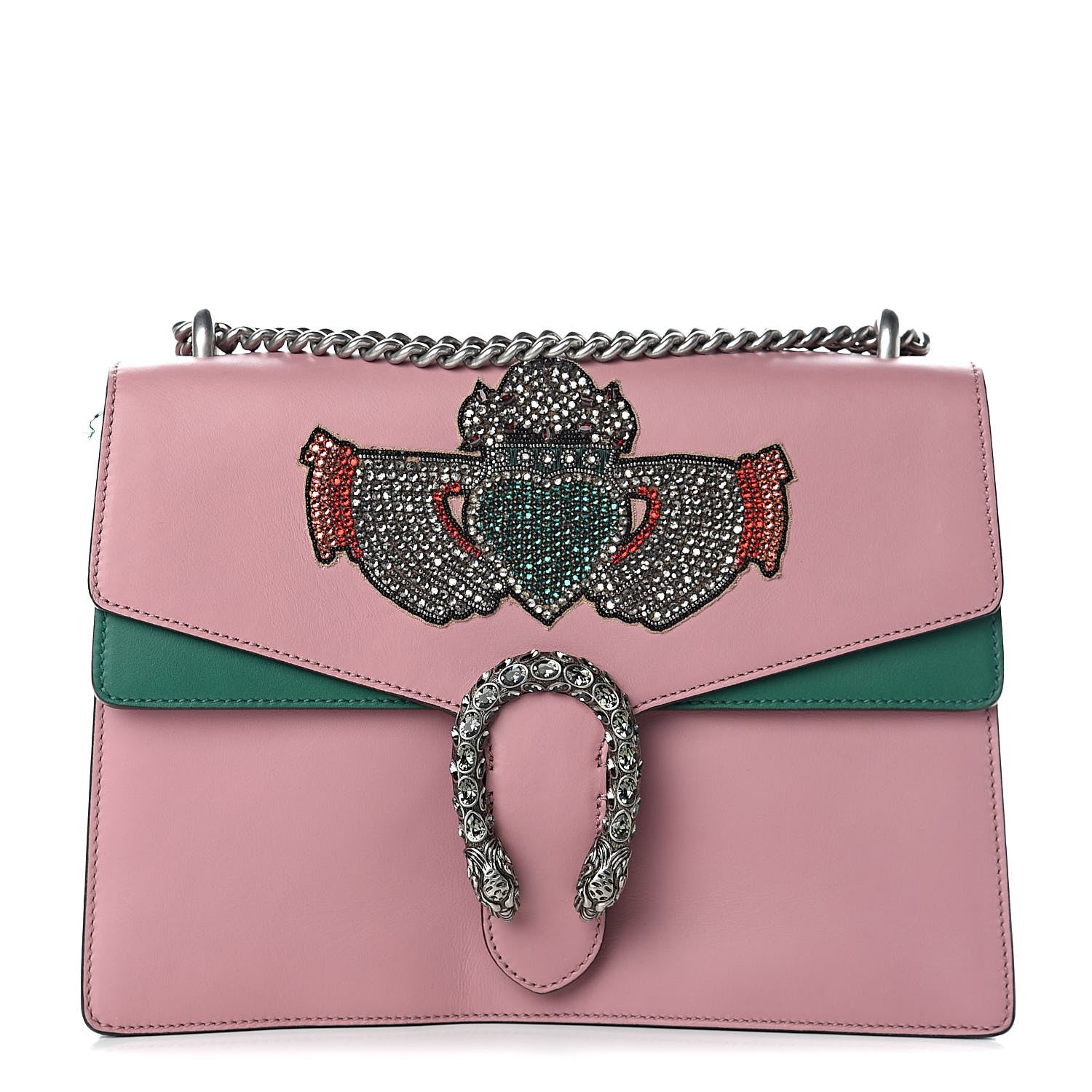 Gucci Calfskin Heart Embroidered Medium Dionysus Shoulder Bag Pink 1 of 12