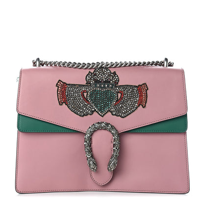 Gucci Calfskin Heart Embroidered Medium Dionysus Shoulder Bag Pink 1 of 12