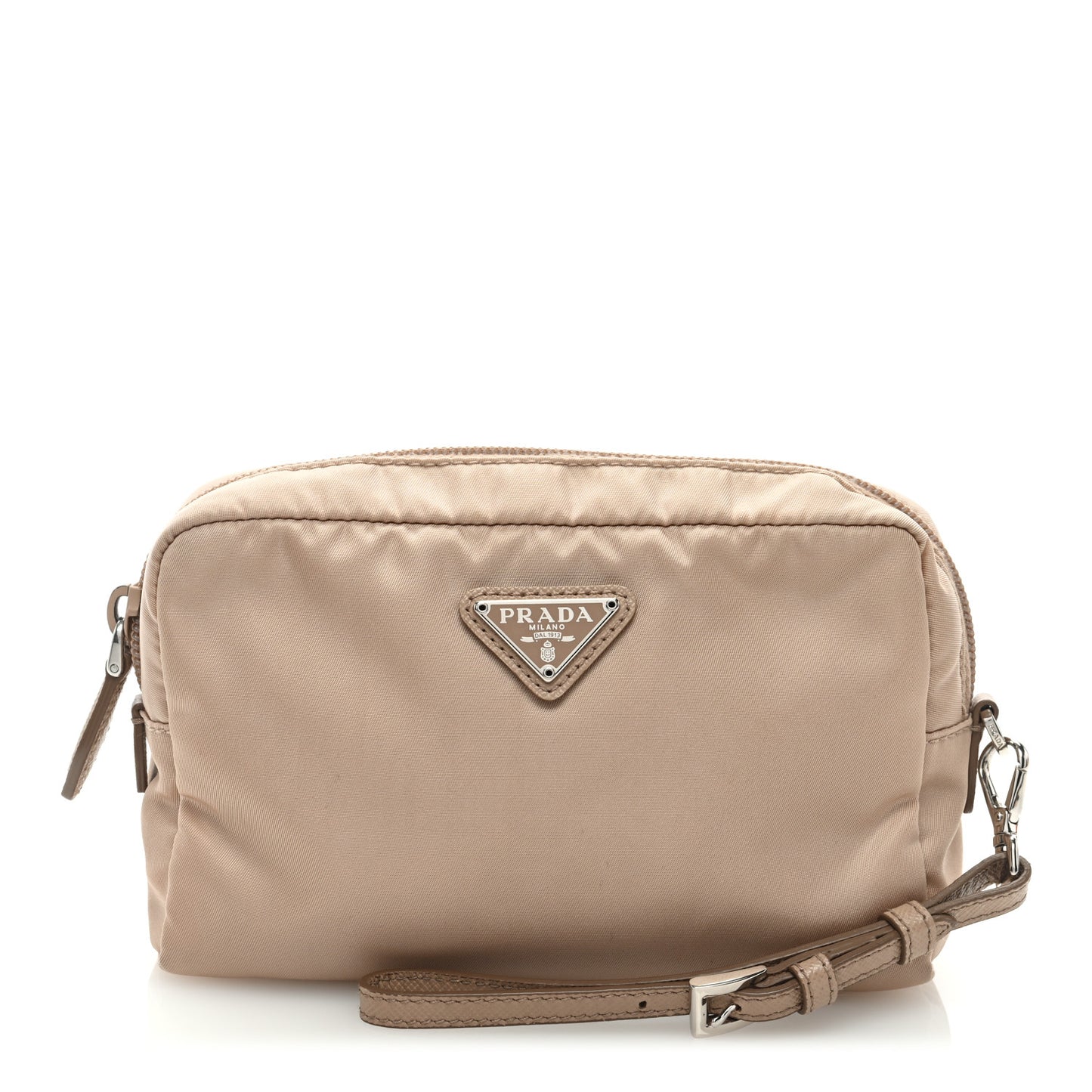 Tessuto Nylon Saffiano Wristlet Cammeo