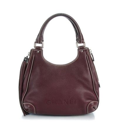 Chanel Grained Calfskin Tassel Hobo Burgundy 1 of 8