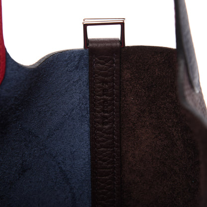 Hermes Taurillon Clemence Casaque Picotin Lock 18 PM Bleu Nuit Rouge Sellier Framboise 10 of 11