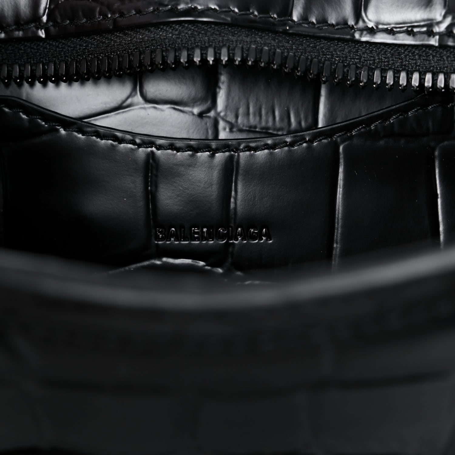 Balenciaga Semi Shiny Calfskin Crocodile Embossed Neo Classic Black Hardware Mini City Black 6 of 12