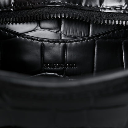 Balenciaga Semi Shiny Calfskin Crocodile Embossed Neo Classic Black Hardware Mini City Black 6 of 12