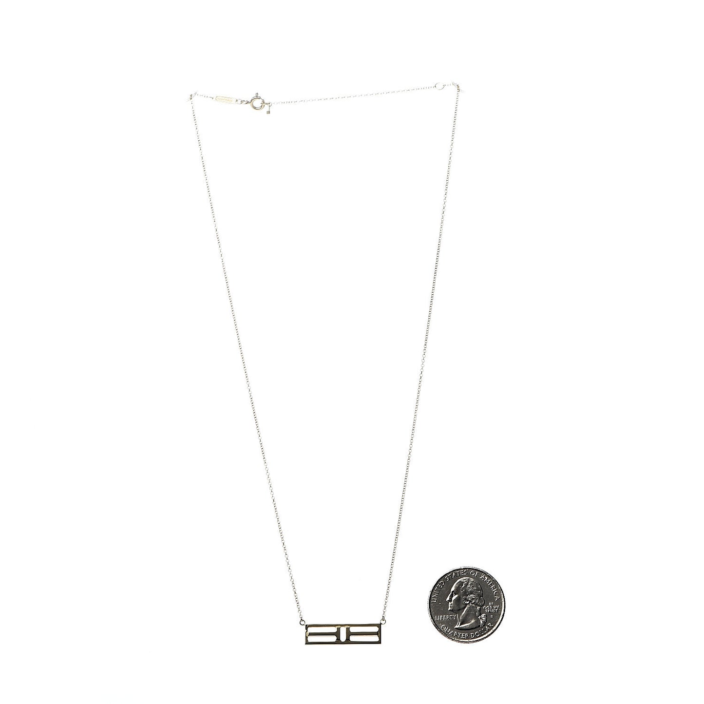 18K Yellow Gold Tiffany T Two Open Horizontal Bar Pendant Necklace