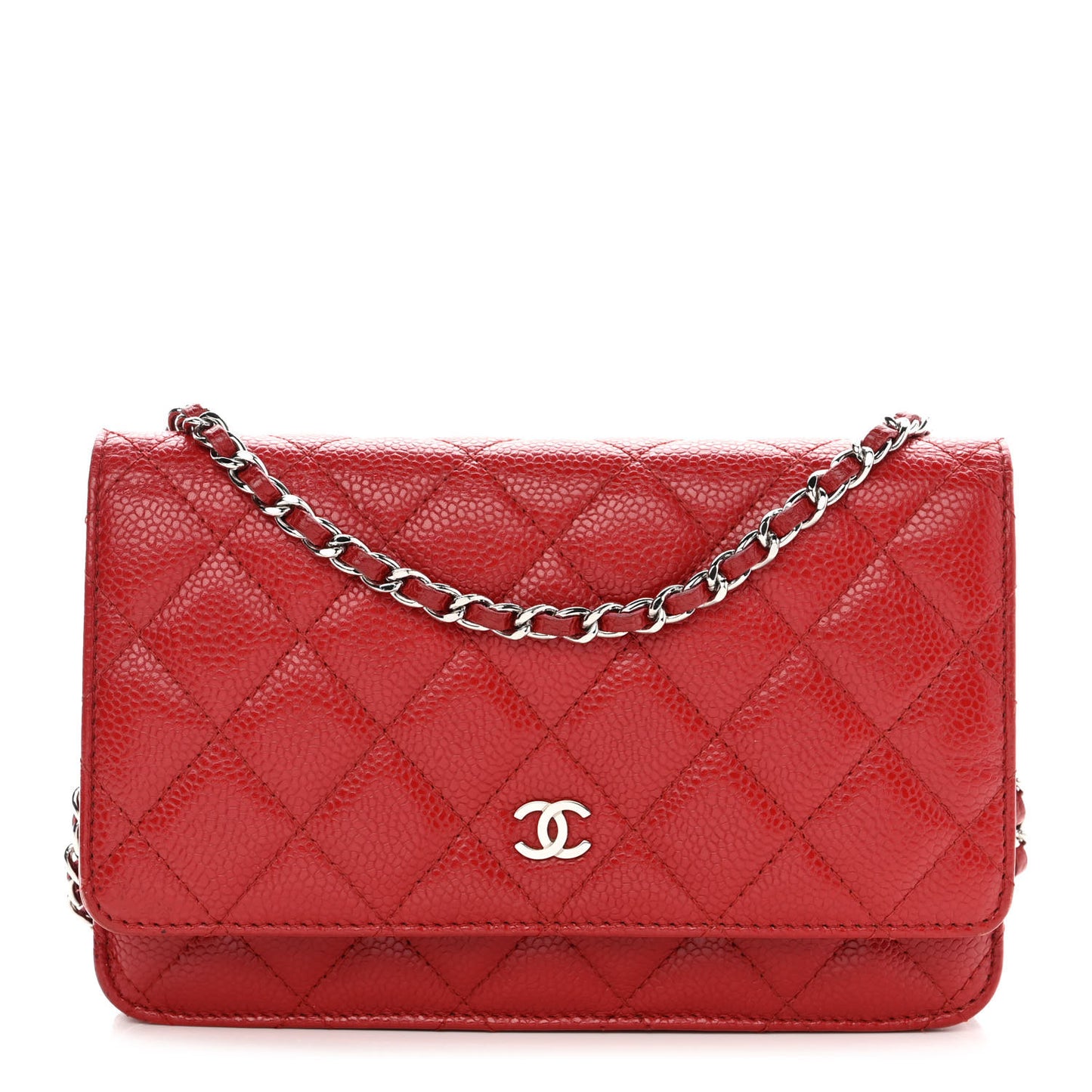 Caviar Quilted Wallet On Chain WOC Red